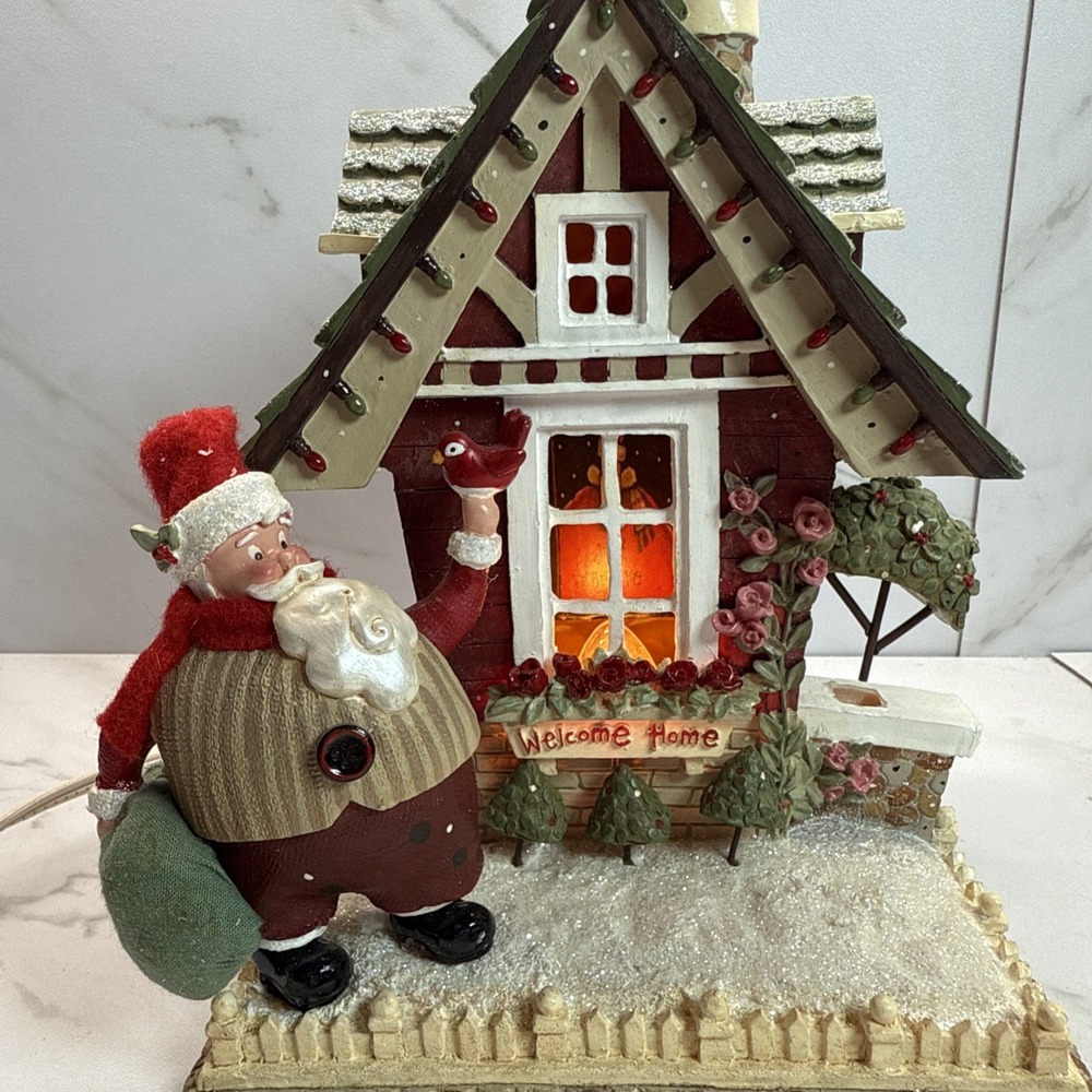 VTG Kurt S. Adler✨Santa's World✨Welcome Home Tablepiece✨Santa✨Cottage✨Light✨